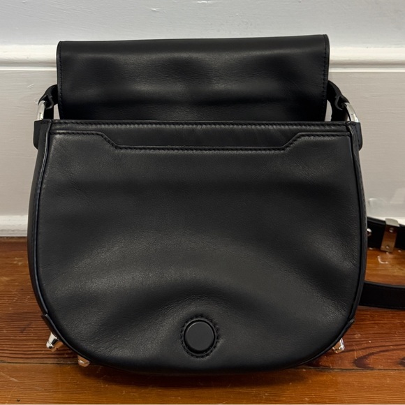 Alexander Wang SS16 Sample Lia Studded Crossbody Saddle Bag Silver Black Leather - Picture 8 of 16